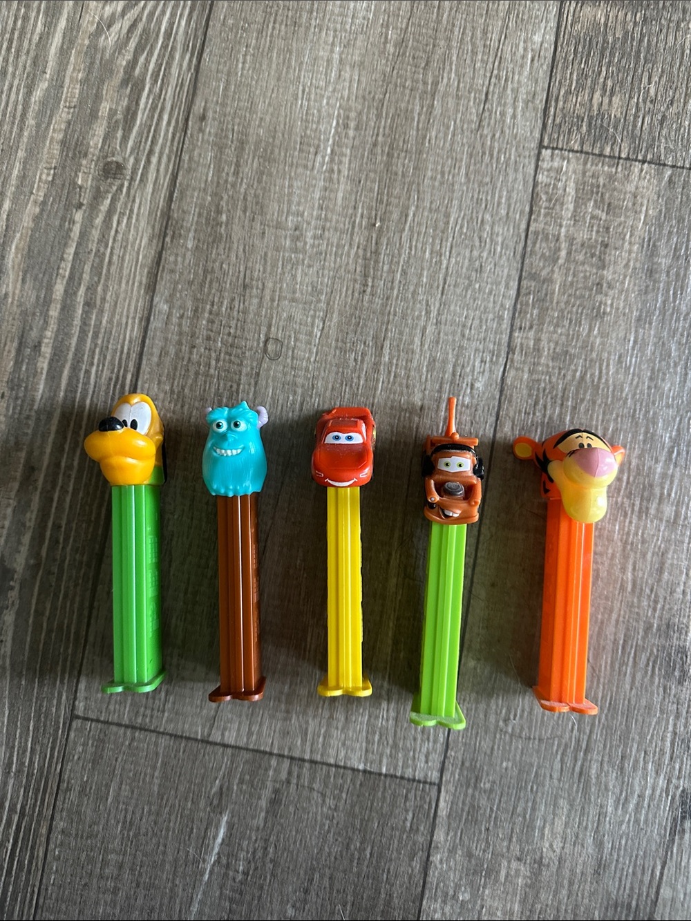 Disney Character PEZ Candy Dispensers - Set of 5 (Green, Brown, Yellow, Orange)